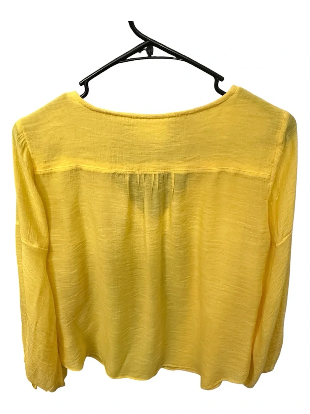 Maeve by Anthropologie Yellow Pleated V-Neck Blouse Knotted Cuffs XS - Picture 2 of 9